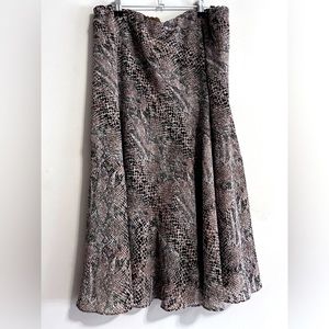 Liz Claiborne Size 10 Petite Snake Print Midi Skirt 90s Y2K Boho